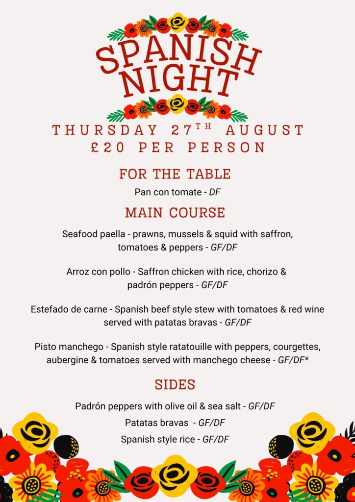 Spanish Night Menu 2