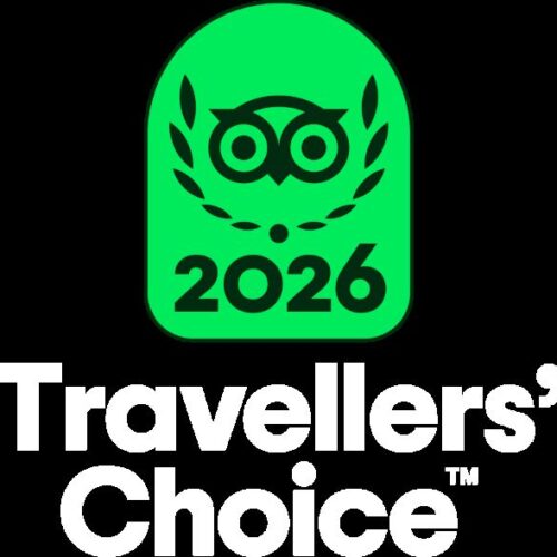 TC Badge + Travelers’ Choice Center Aligned White LL